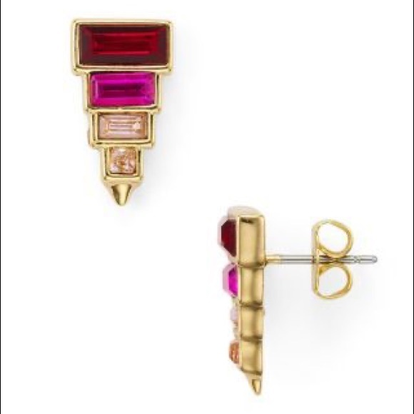 Rebecca Minkoff Stacked Baguette Crystal Studs - Picture 2 of 2